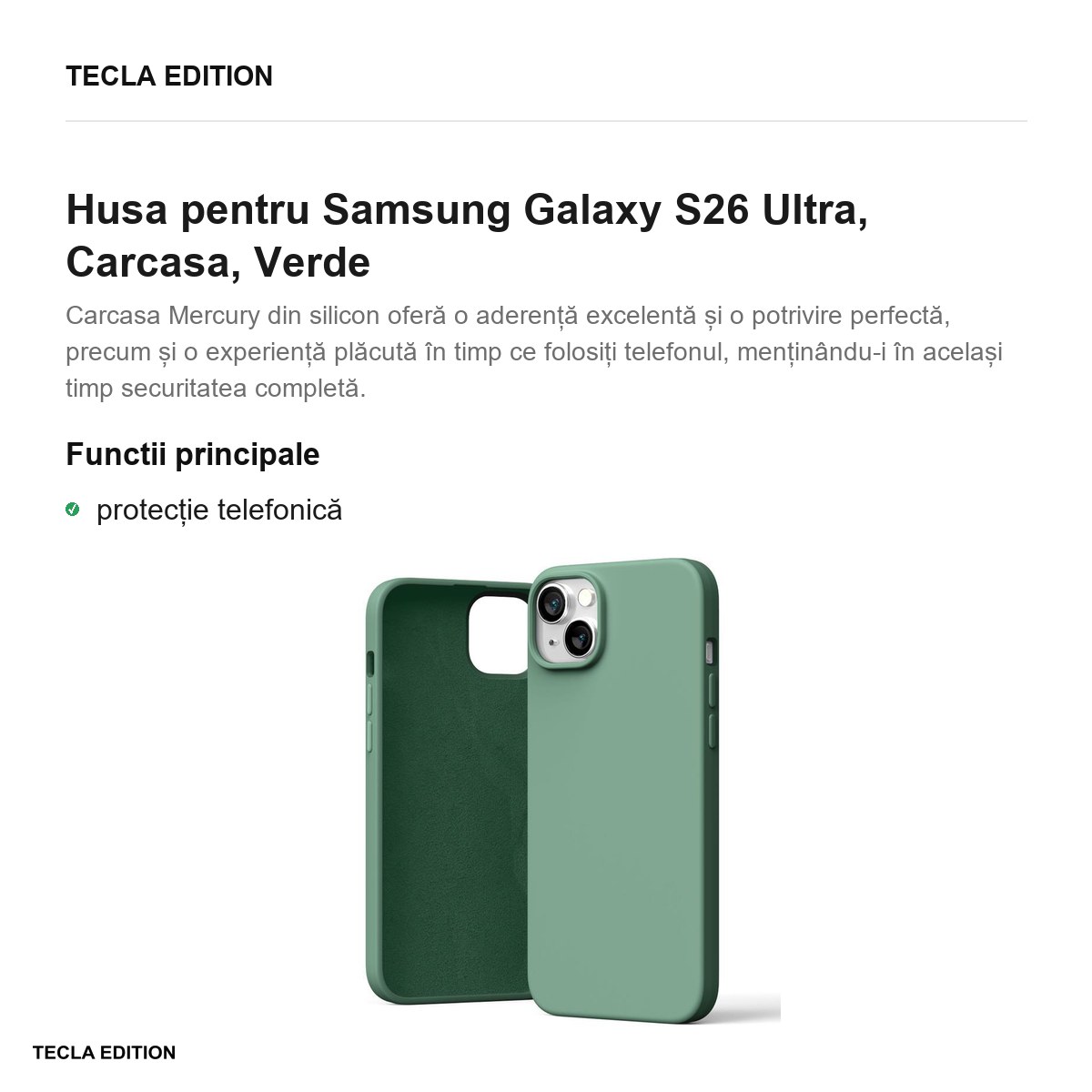 Husa Mercury Silicone pentru Samsung Galaxy S26 Ultra, Carcasa, Verde [2]