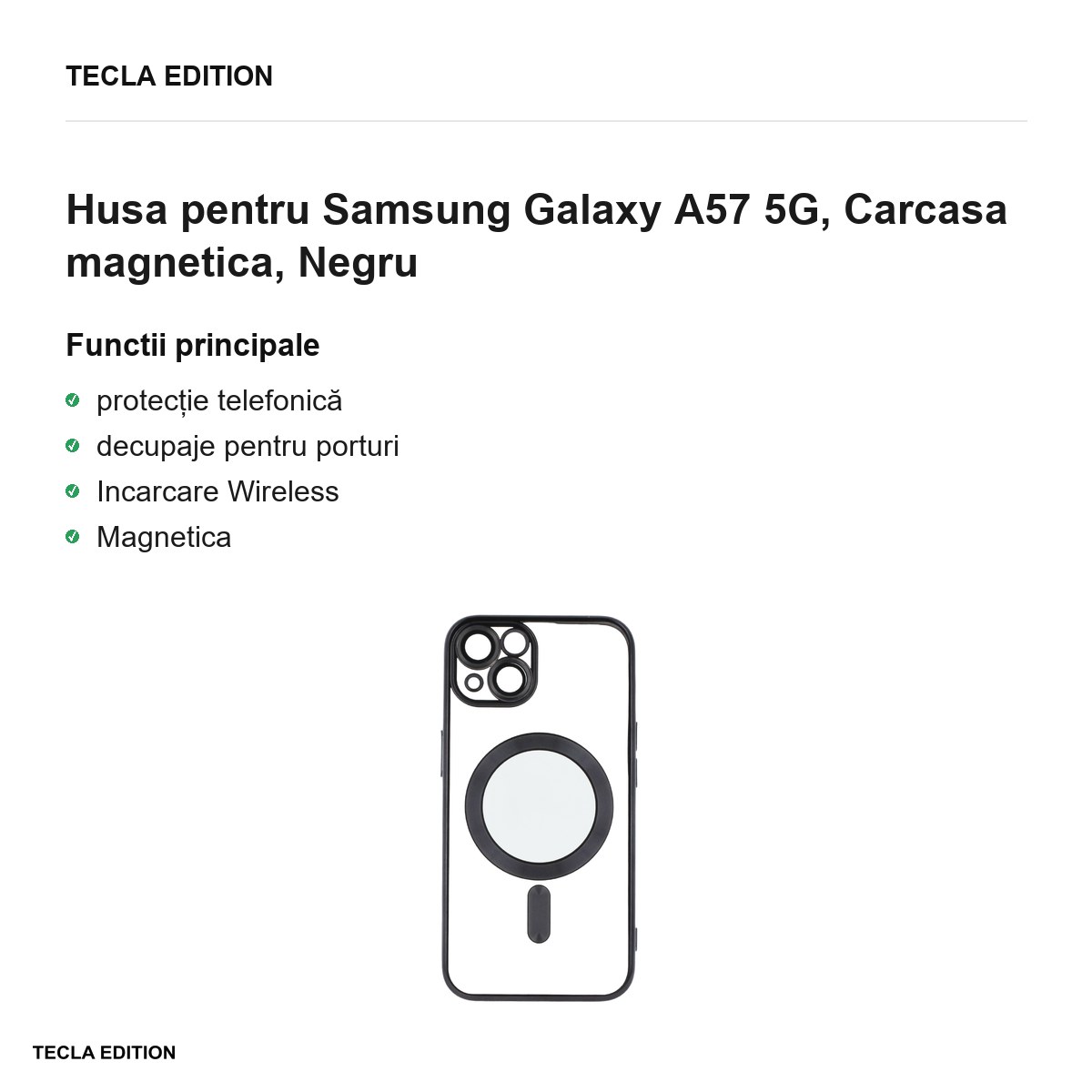 Husa Color Chrome Mag pentru Samsung Galaxy A57 5G, Carcasa magnetica, Negru [2]