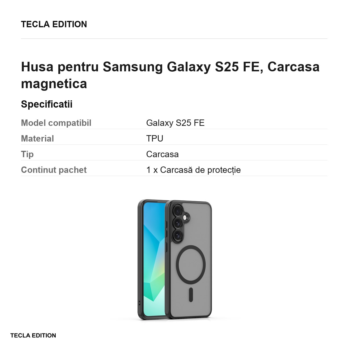 Husa Mag Matt pentru Samsung Galaxy S25 FE, Carcasa magnetica, Negru [3]