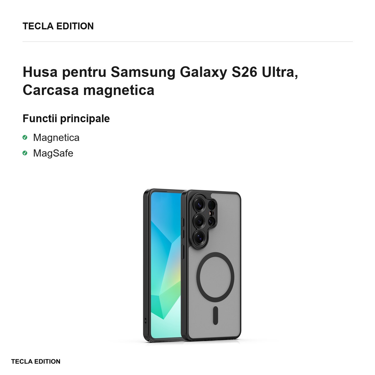 Husa Mag Matt pentru Samsung Galaxy S26 Ultra, Carcasa magnetica, Negru [2]