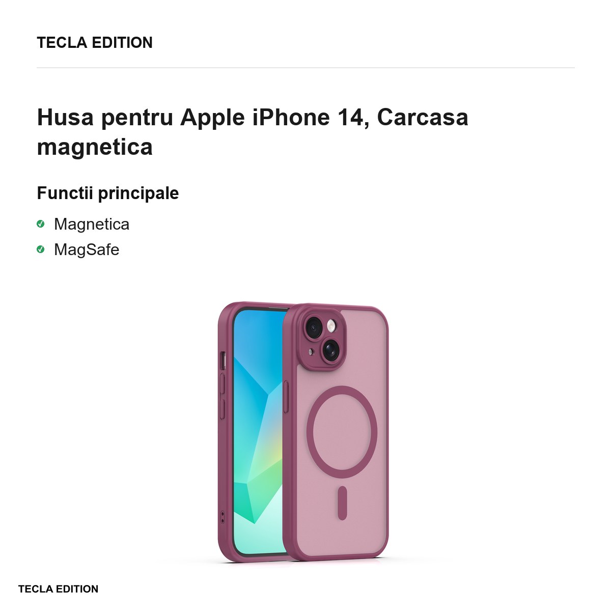 Husa Mag Matt pentru Apple iPhone 14, Carcasa magnetica [2]
