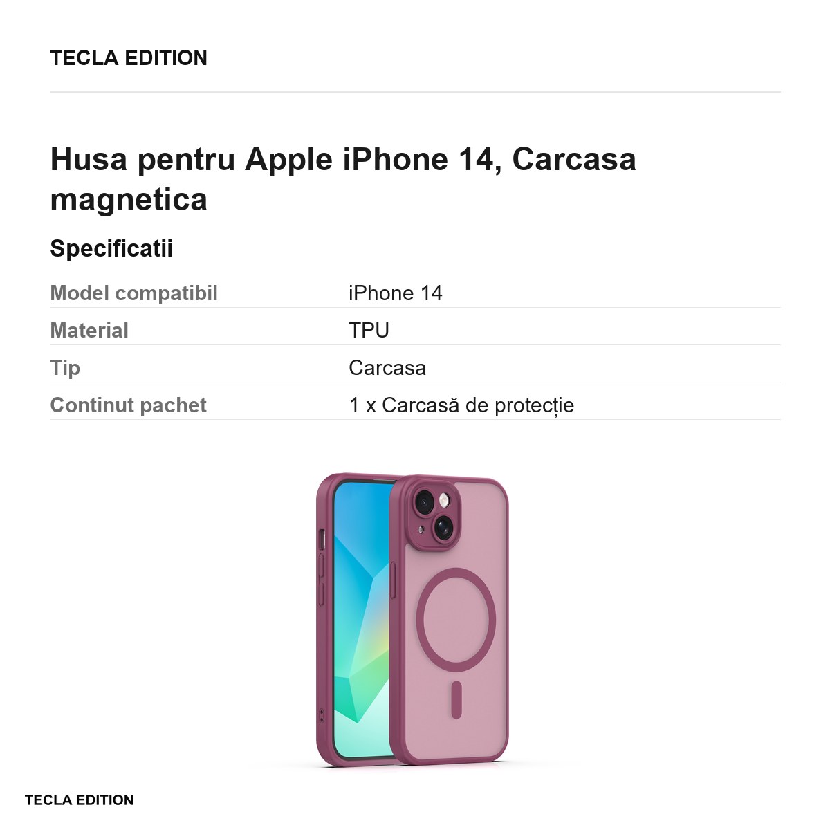 Husa Mag Matt pentru Apple iPhone 14, Carcasa magnetica [3]