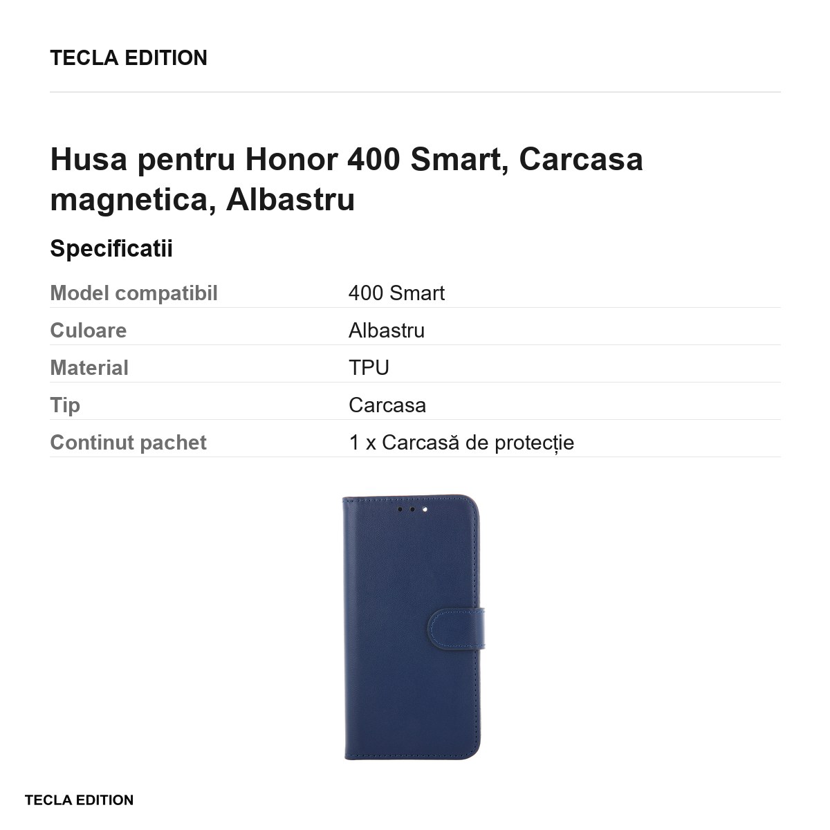 Husa Smart Classic pentru Honor 400 Smart, tip carte cu inchidere magnetica, Albastru [3]