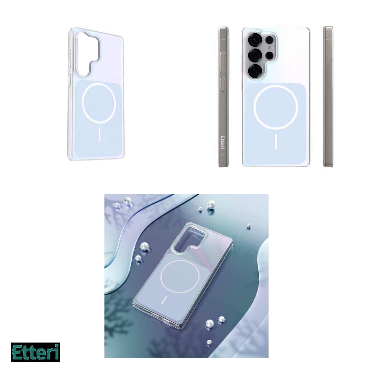 Husa Etteri Hidden Pearl pentru Samsung Galaxy S25 Ultra, Carcasa magnetica, Albastru deschis [4]