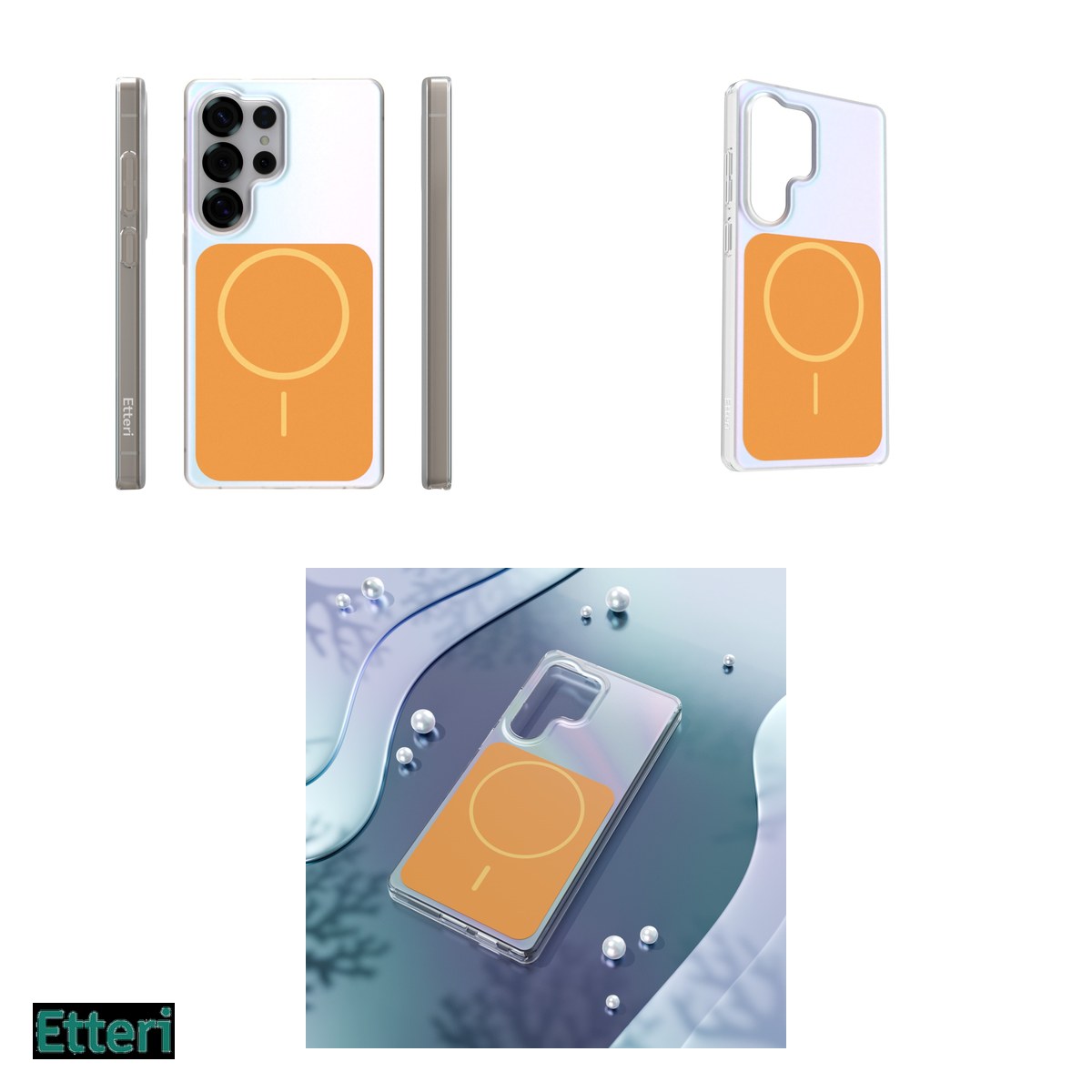 Husa Etteri Hidden Pearl pentru Samsung Galaxy S25 Ultra, Carcasa magnetica, Portocaliu [4]