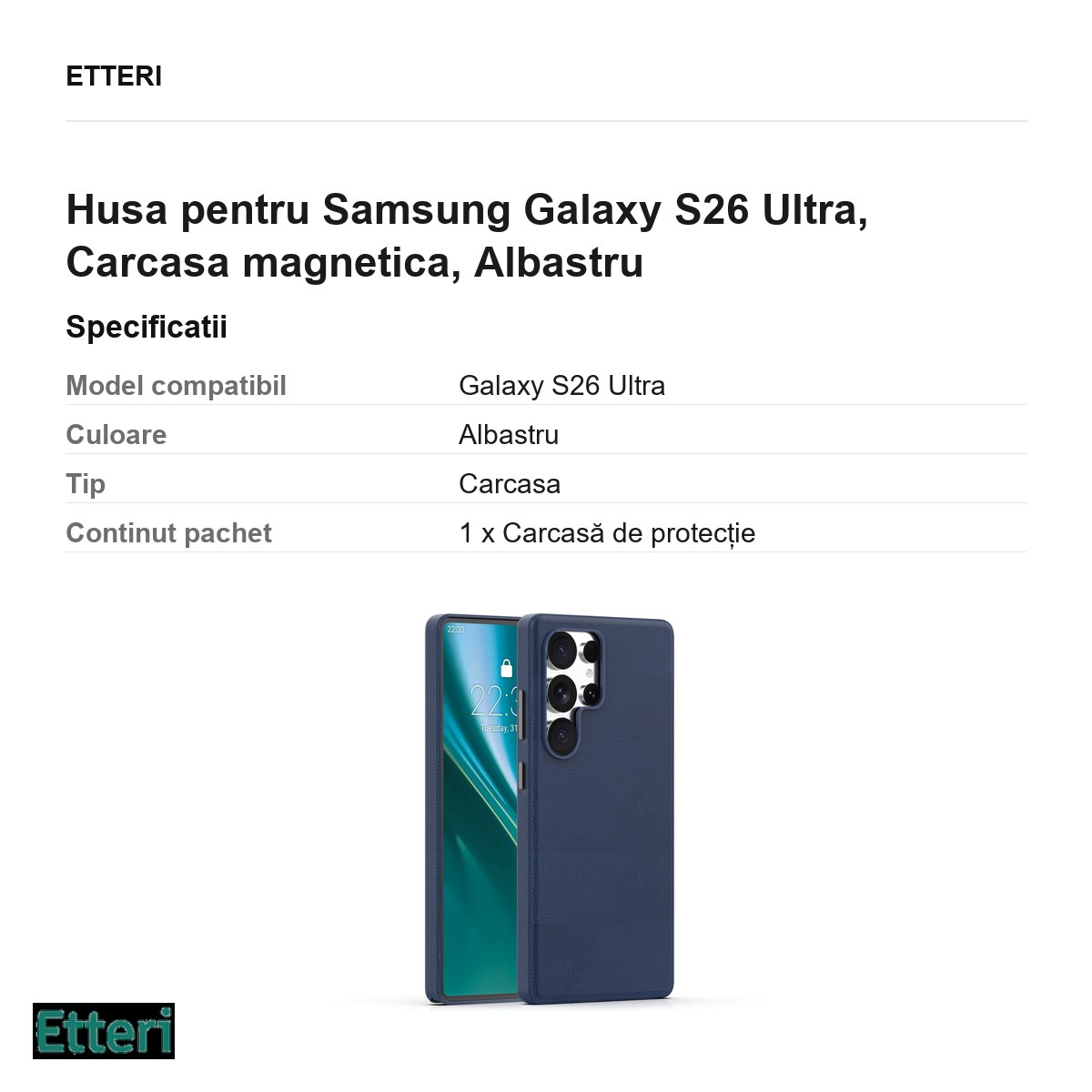 Husa Etteri Elegant Mag pentru Samsung Galaxy S26 Ultra, Carcasa magnetica, Albastru inchis [3]