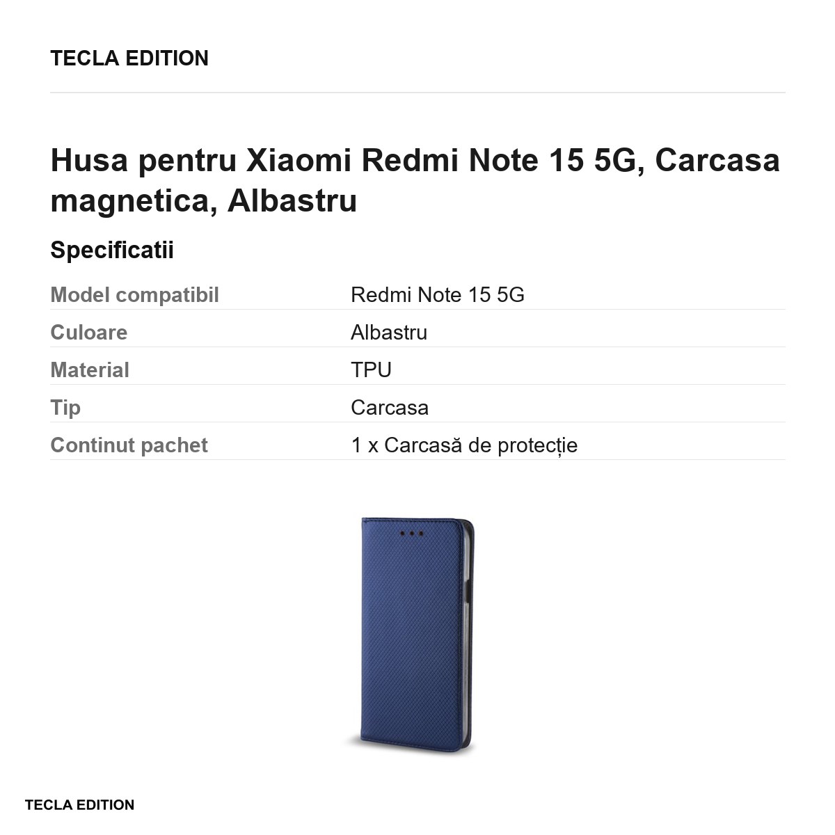Husa Smart Magnet pentru Xiaomi Redmi Note 15 5G, tip carte cu inchidere magnetica, Albastru [3]