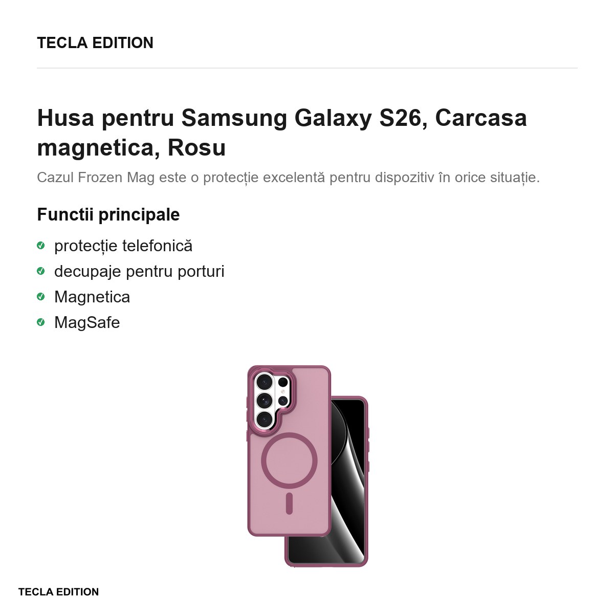 Husa Frozen Mag pentru Samsung Galaxy S26, Carcasa magnetica, Rosu [2]
