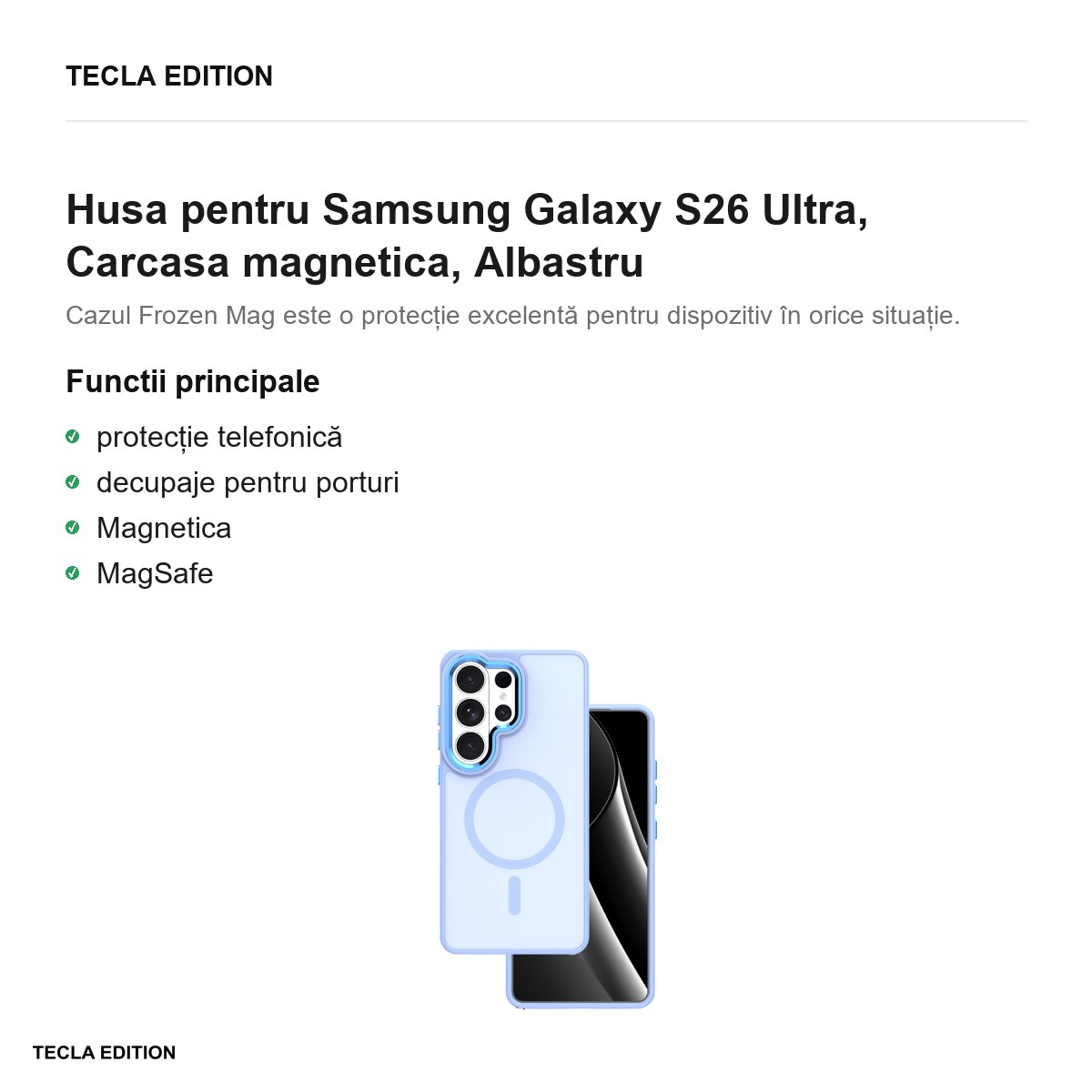 Husa Frozen Mag pentru Samsung Galaxy S26 Ultra, Carcasa magnetica, Albastru [2]