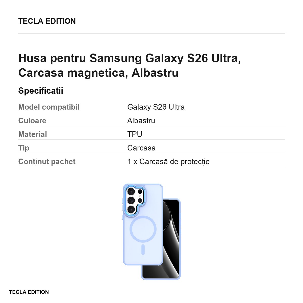 Husa Frozen Mag pentru Samsung Galaxy S26 Ultra, Carcasa magnetica, Albastru [3]