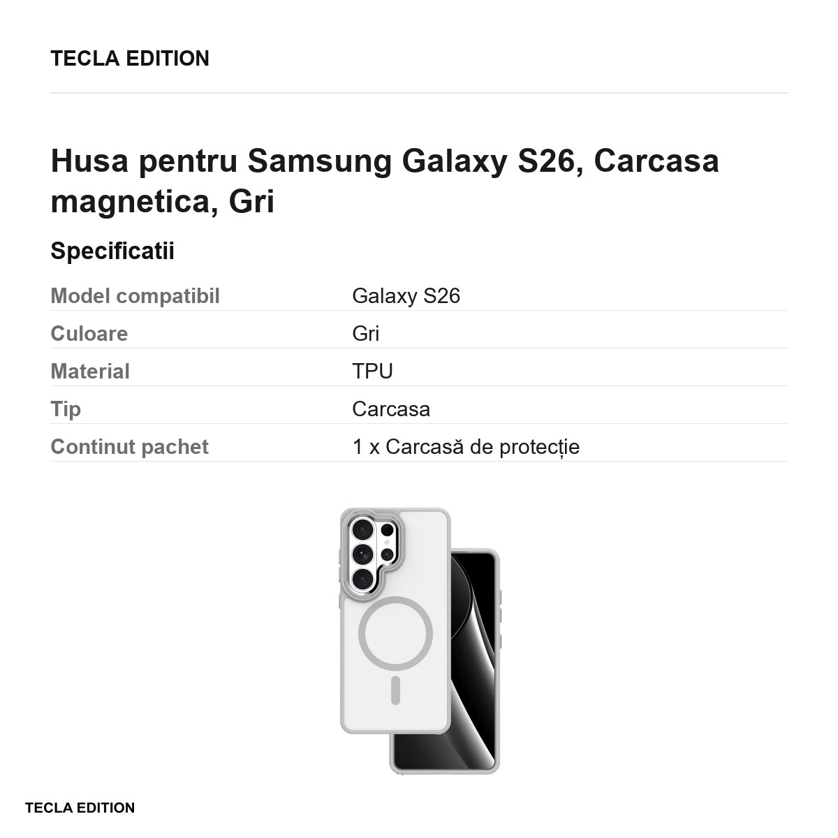 Husa Frozen Mag pentru Samsung Galaxy S26, Carcasa magnetica, Gri [3]