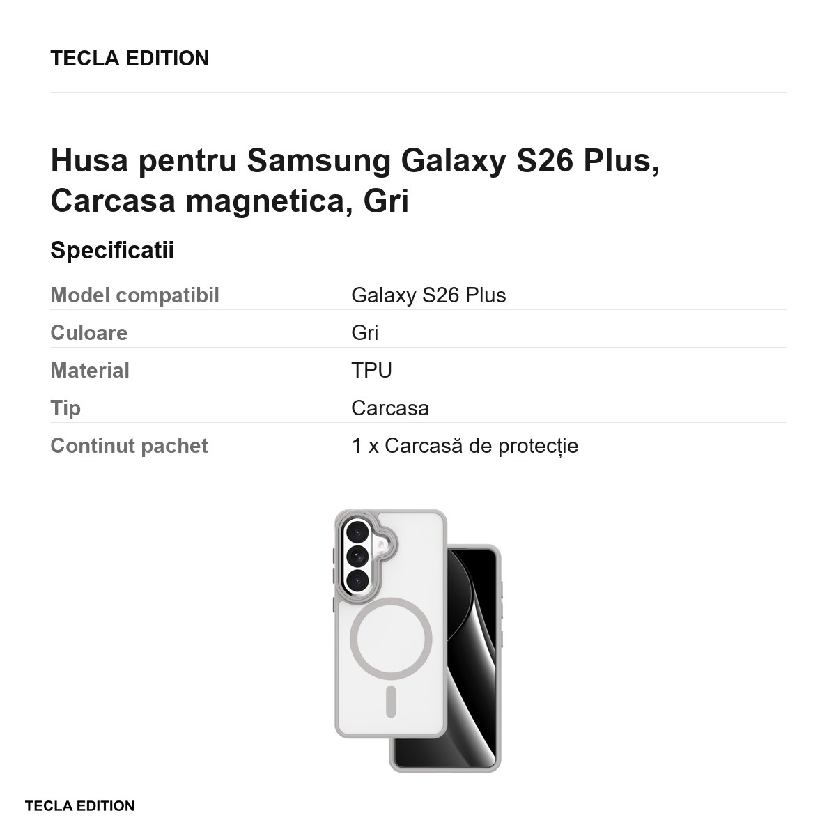 Husa Frozen Mag pentru Samsung Galaxy S26 Plus, Carcasa magnetica, Gri [3]