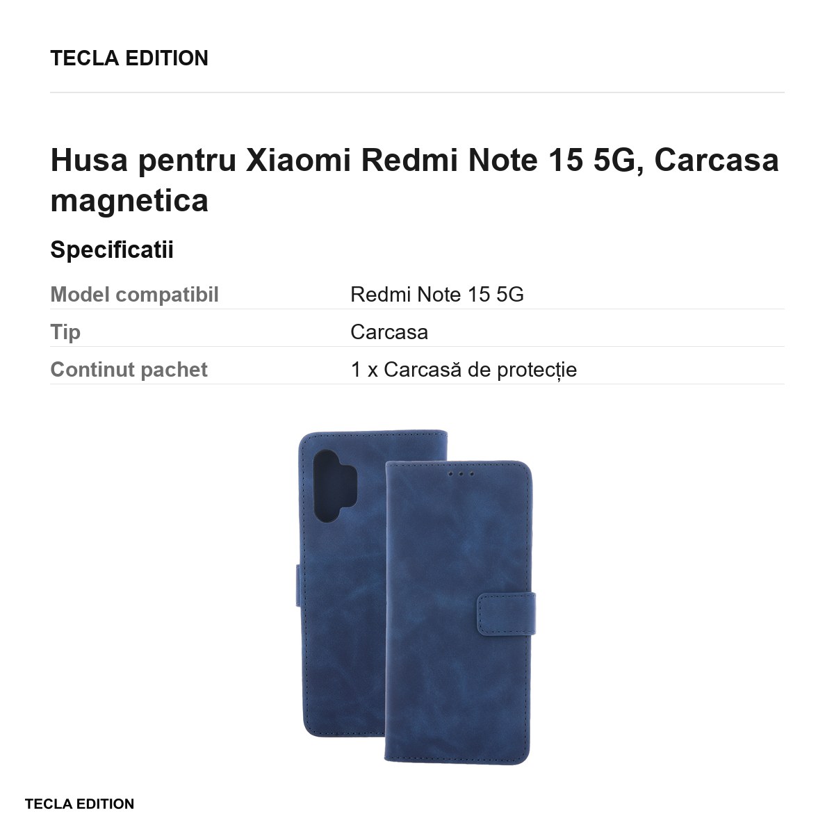 Husa Smart Velvet pentru Xiaomi Redmi Note 15 5G, tip carte cu inchidere magnetica, Albastru [3]