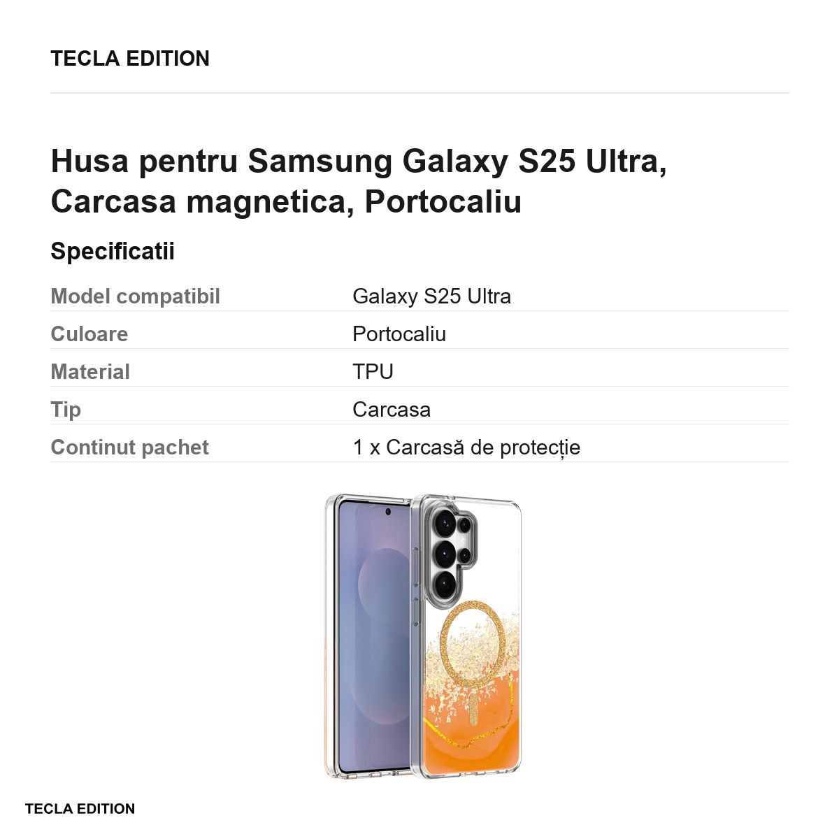 Husa Epoxy Mag pentru Samsung Galaxy S25 Ultra, Carcasa magnetica, Portocaliu [3]