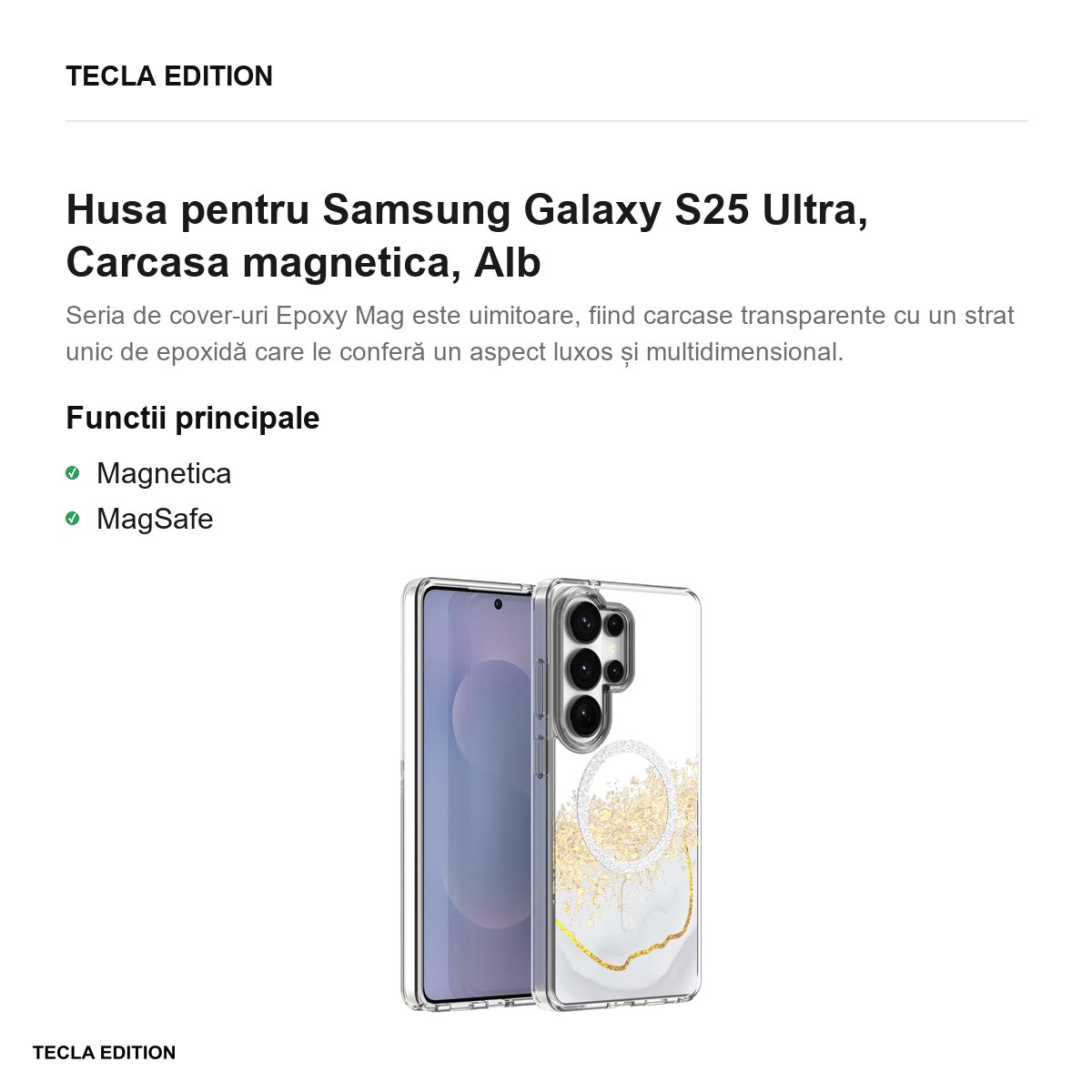 Husa Epoxy Mag pentru Samsung Galaxy S25 Ultra, Carcasa magnetica, Alb [2]
