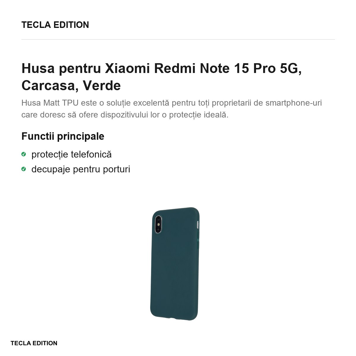 Husa Matt TPU forest pentru Xiaomi Redmi Note 15 Pro 5G, Carcasa, Verde [2]