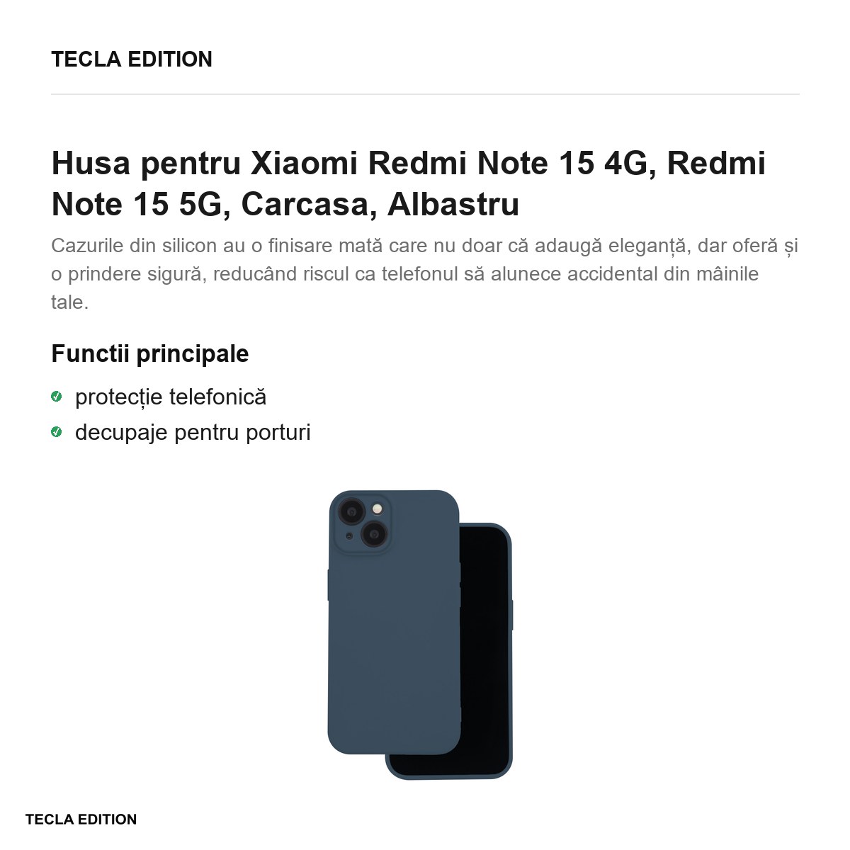Husa Silicon pentru Xiaomi Redmi Note 15 4G, Redmi Note 15 5G, Carcasa, Albastru [2]
