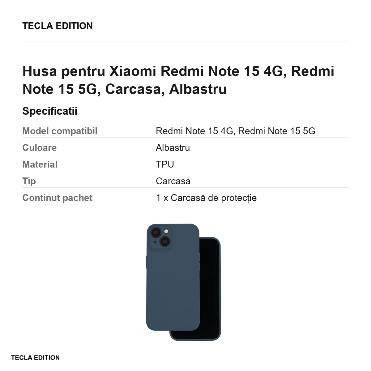 Husa Silicon pentru Xiaomi Redmi Note 15 4G, Redmi Note 15 5G, Carcasa, Albastru [3]