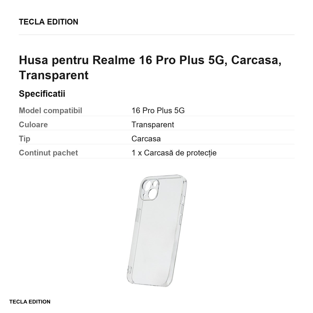 Husa Slim 2 mm pentru Realme 16 Pro Plus 5G, Carcasa, Transparent [3]
