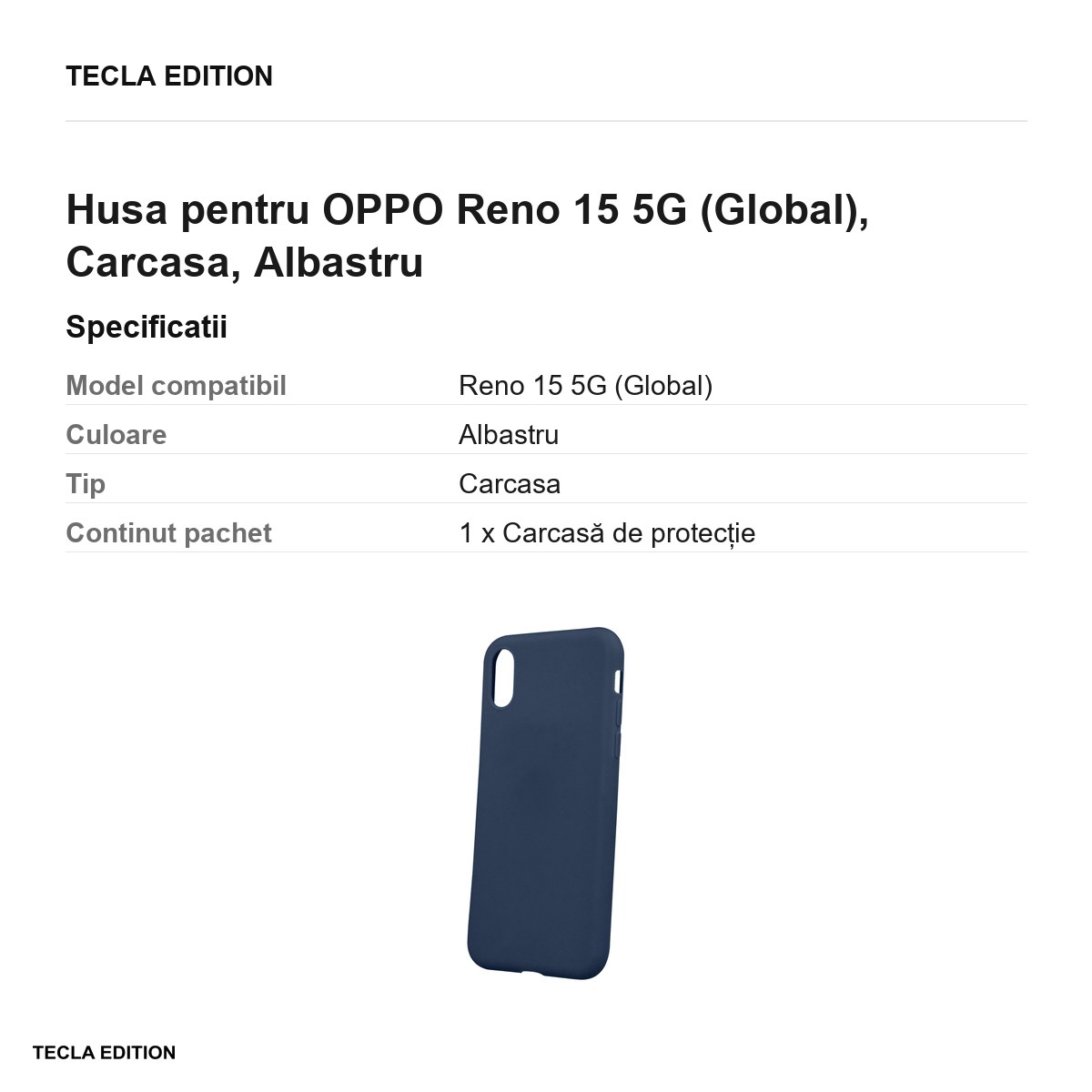 Husa Matt TPU pentru OPPO Reno 15 5G (Global), Carcasa, Albastru [3]
