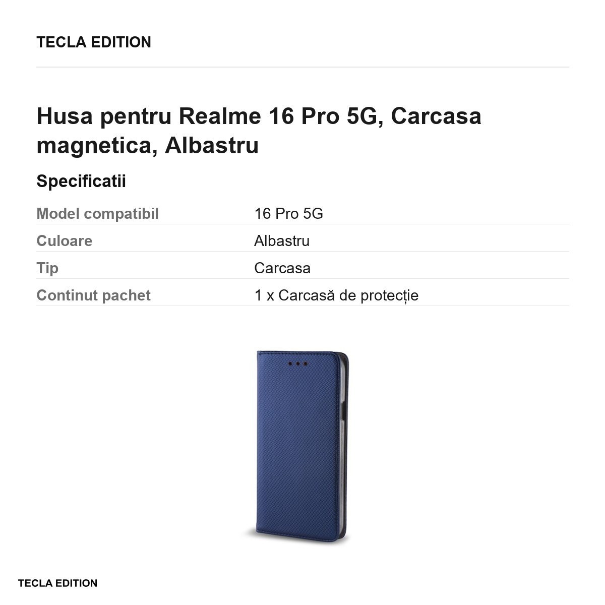 Husa Smart Magnet pentru Realme 16 Pro 5G, tip carte cu inchidere magnetica, Albastru [3]