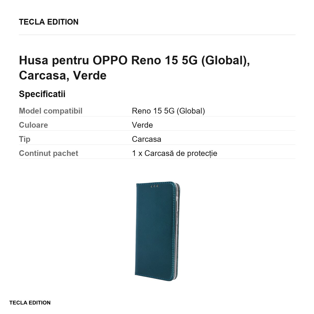 Husa Smart Magnetic pentru OPPO Reno 15 5G (Global), tip carte, Verde [3]