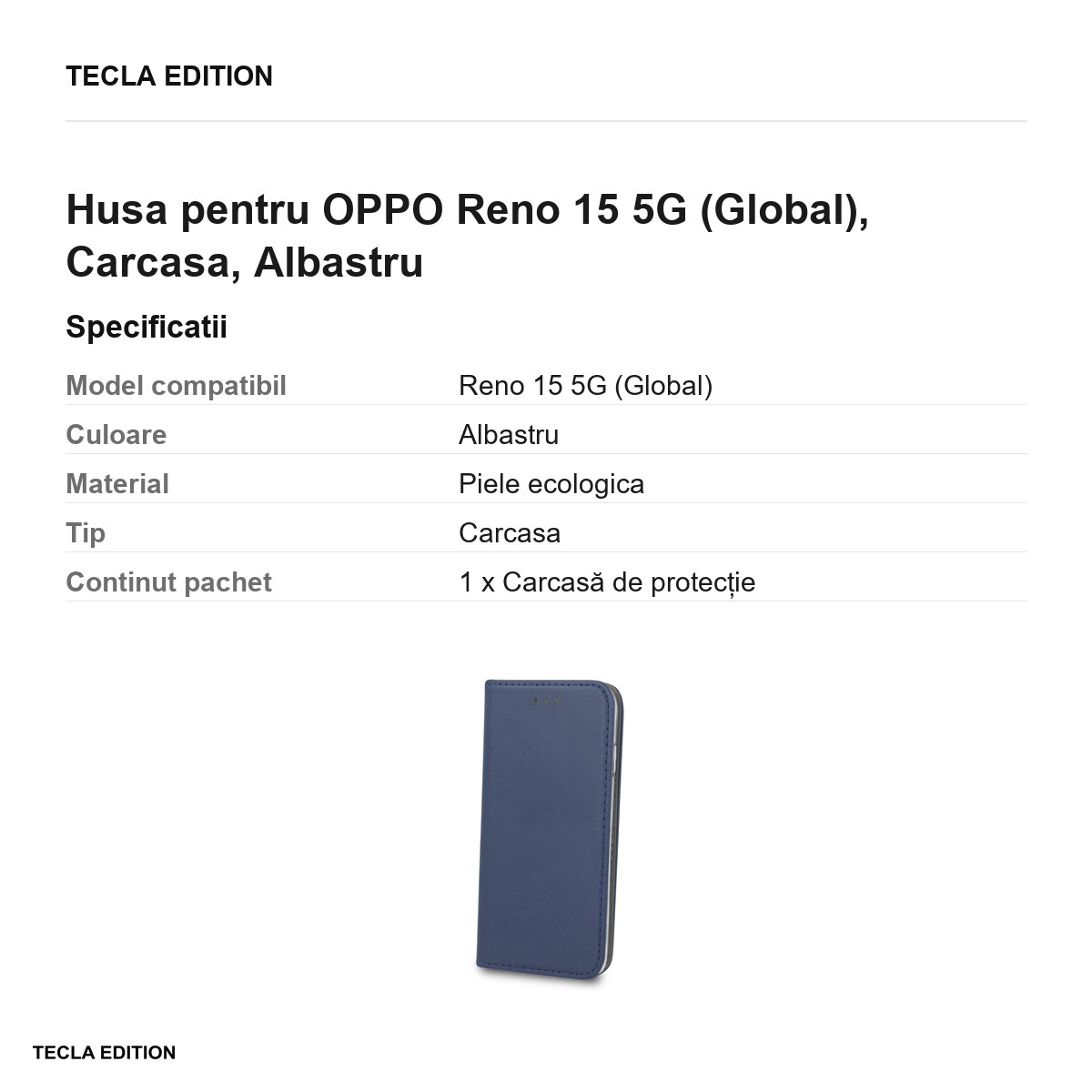 Husa Smart Magnetic pentru OPPO Reno 15 5G (Global), tip carte, Albastru [3]