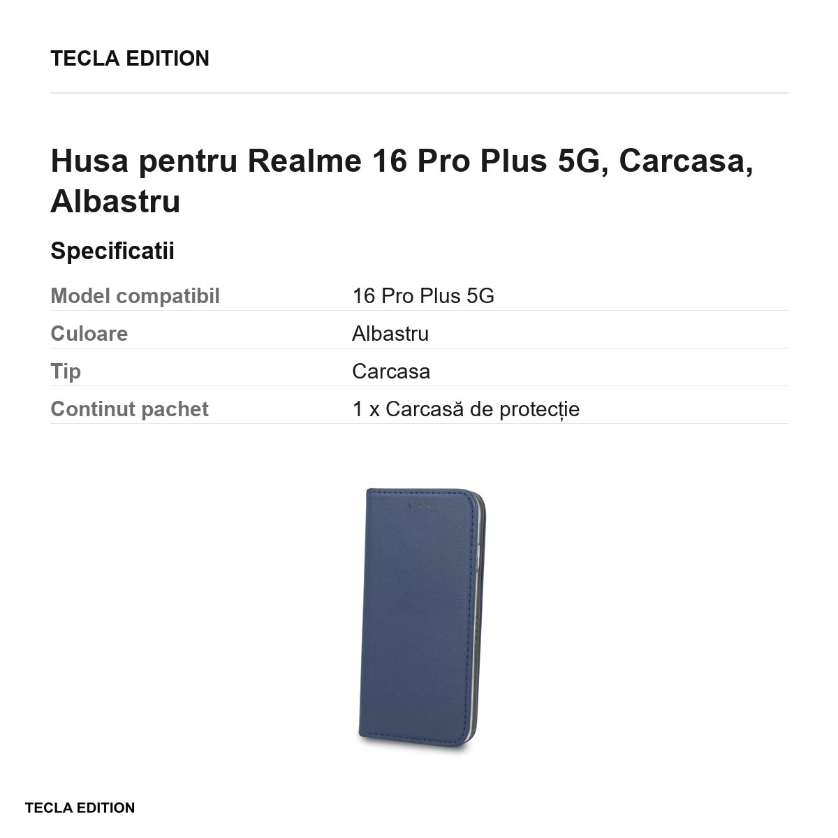 Husa Smart Magnetic pentru Realme 16 Pro Plus 5G, tip carte, Albastru [3]