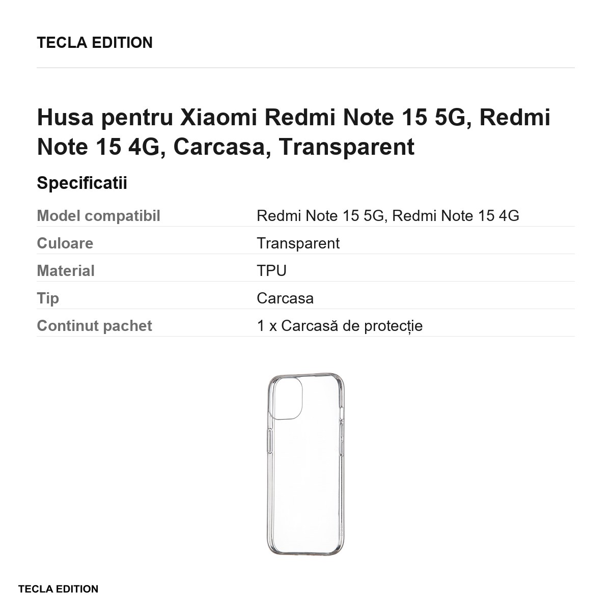 Husa Slim 1 mm pentru Xiaomi Redmi Note 15 5G, Redmi Note 15 4G, Carcasa, Transparent [3]