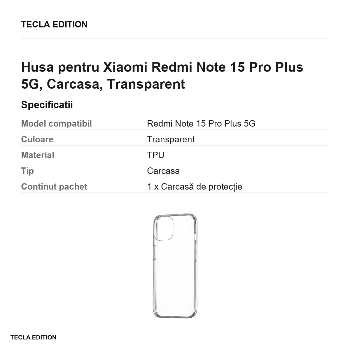 Husa Slim 1 mm pentru Xiaomi Redmi Note 15 Pro Plus 5G, Carcasa, Transparent [3]