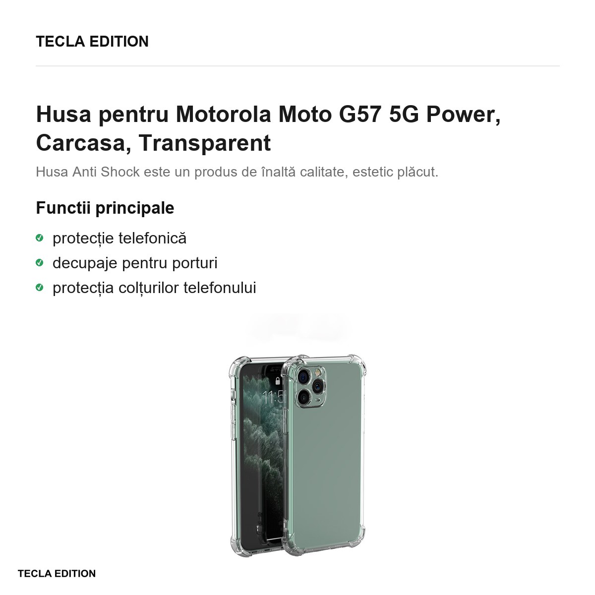 Husa Anti Shock 1,5 mm pentru Motorola Moto G57 5G Power, Carcasa, Transparent [2]