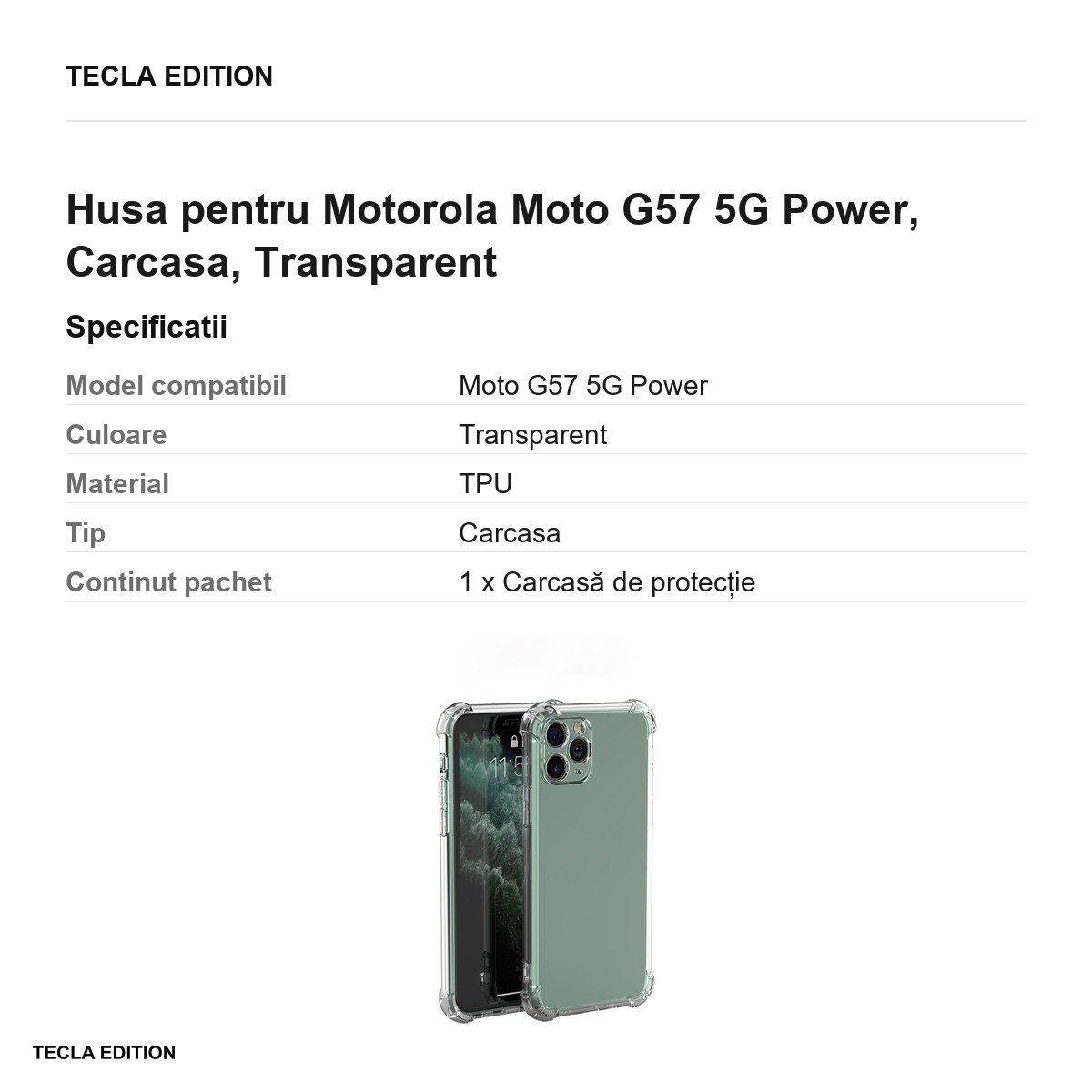 Husa Anti Shock 1,5 mm pentru Motorola Moto G57 5G Power, Carcasa, Transparent [3]
