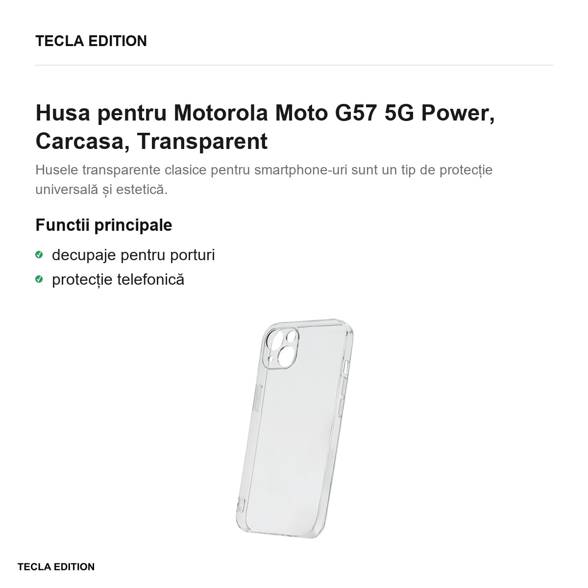 Husa Slim 2 mm pentru Motorola Moto G57 5G Power, Carcasa, Transparent [2]