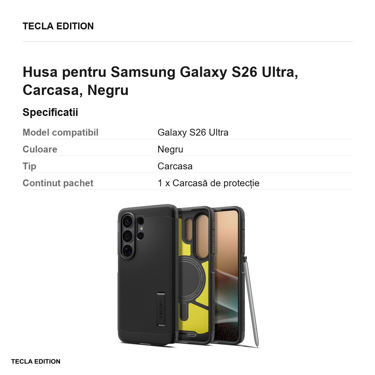 Husa Spigen Tough Armor Mag pentru Samsung Galaxy S26 Ultra, Carcasa, Negru [3]