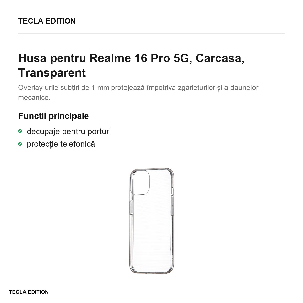 Husa Slim 1 mm pentru Realme 16 Pro 5G, Carcasa, Transparent [2]