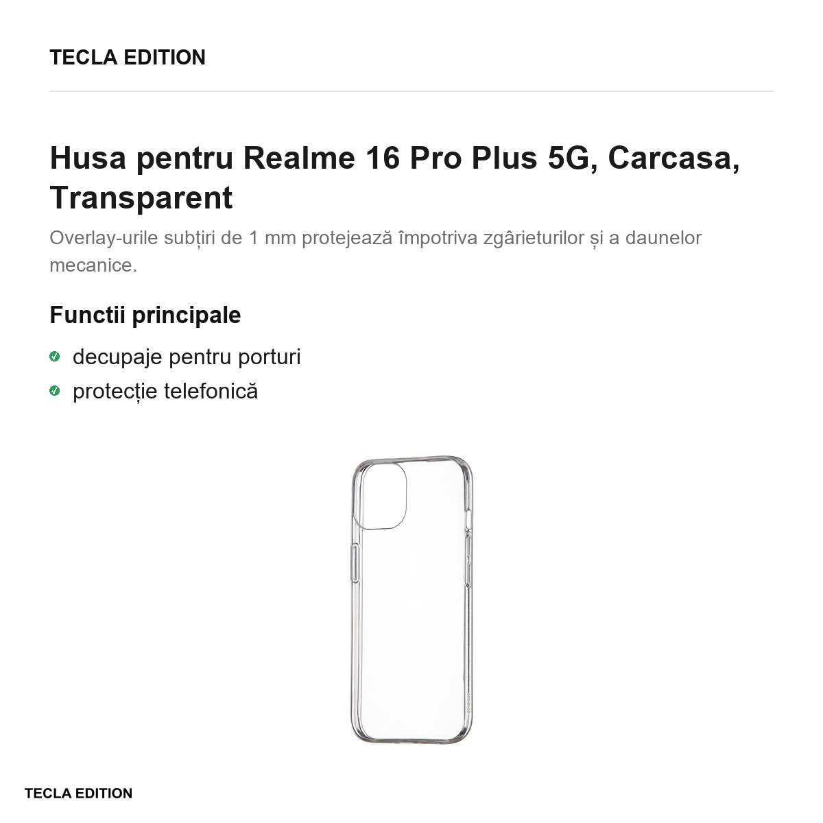 Husa Slim 1 mm pentru Realme 16 Pro Plus 5G, Carcasa, Transparent [2]
