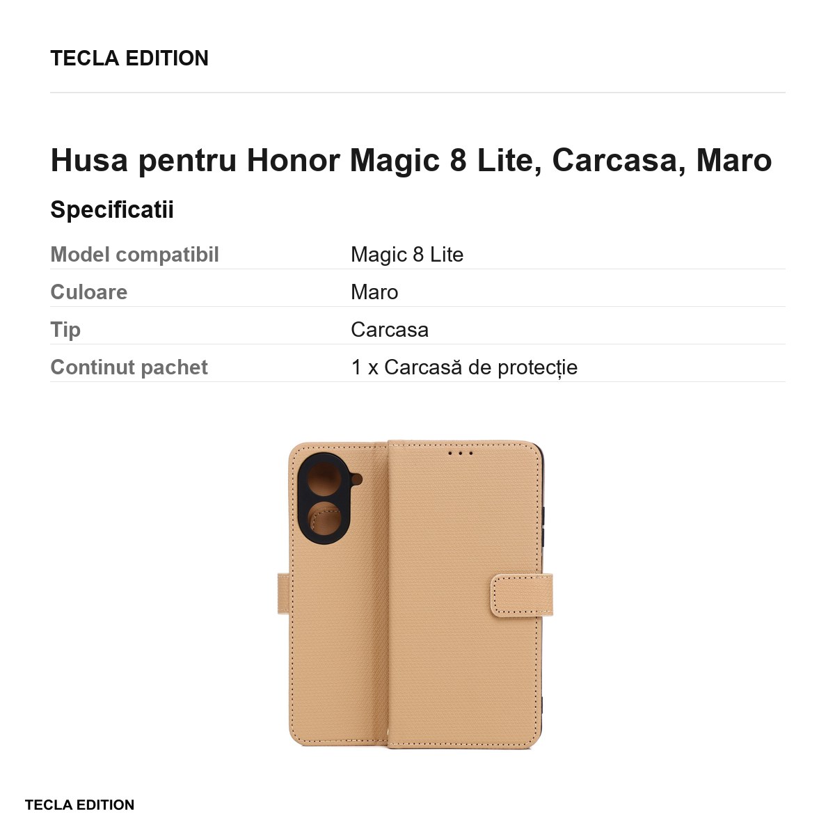 Husa Smart Triangle pentru Honor Magic 8 Lite, tip carte, Maro [3]