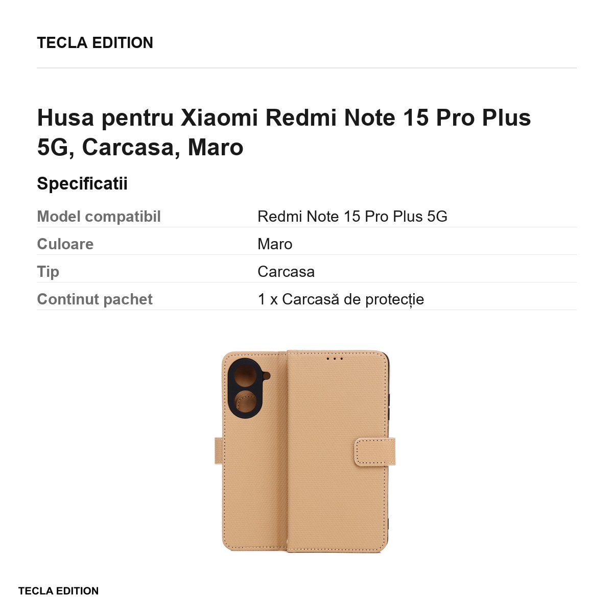 Husa Smart Triangle pentru Xiaomi Redmi Note 15 Pro Plus 5G, tip carte, Maro [3]