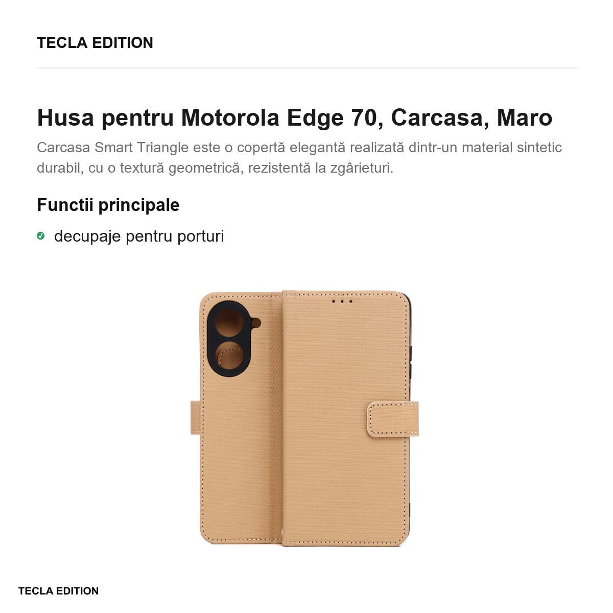 Husa Smart Triangle pentru Motorola Edge 70, tip carte, Maro [2]