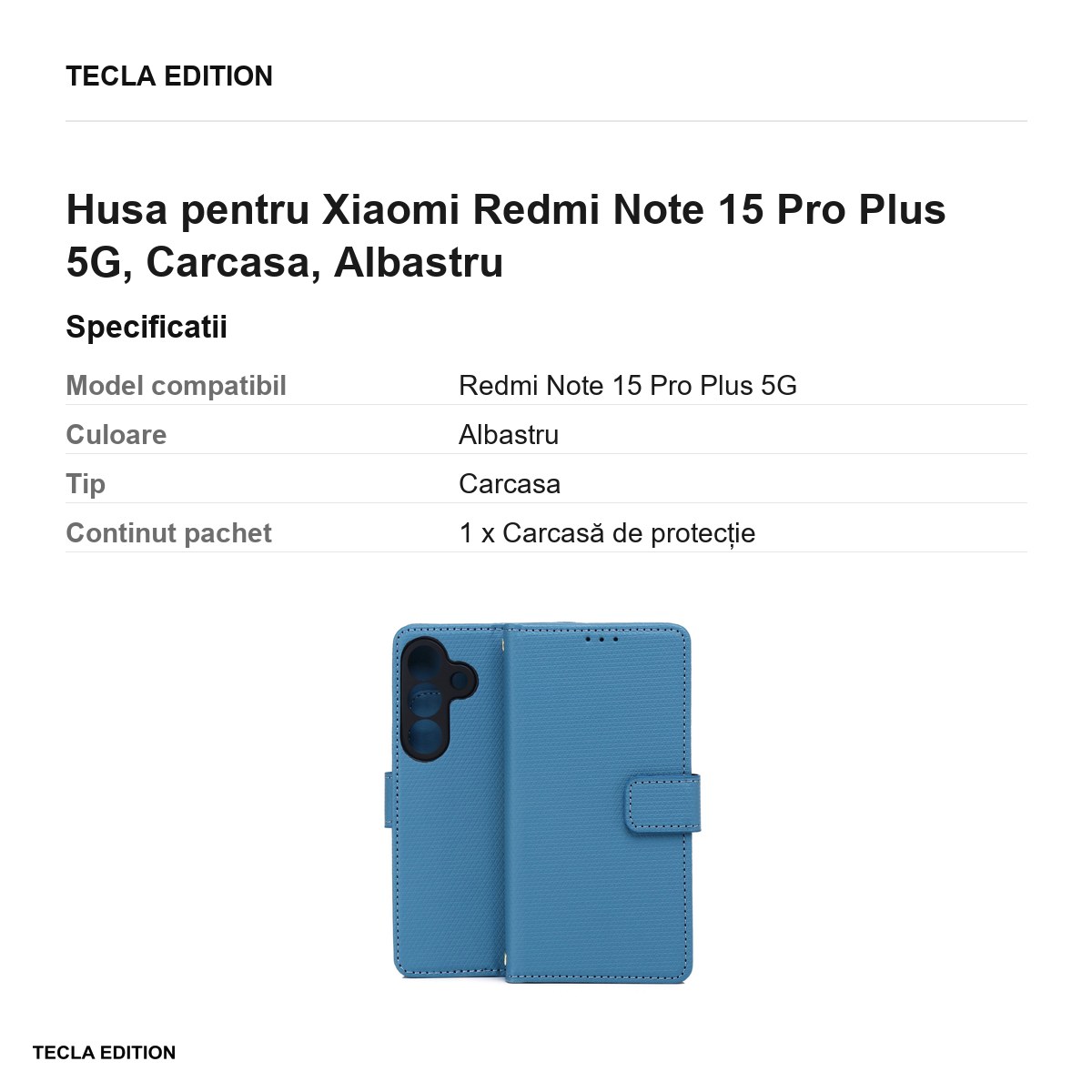 Husa Smart Triangle pentru Xiaomi Redmi Note 15 Pro Plus 5G, tip carte, Albastru [3]