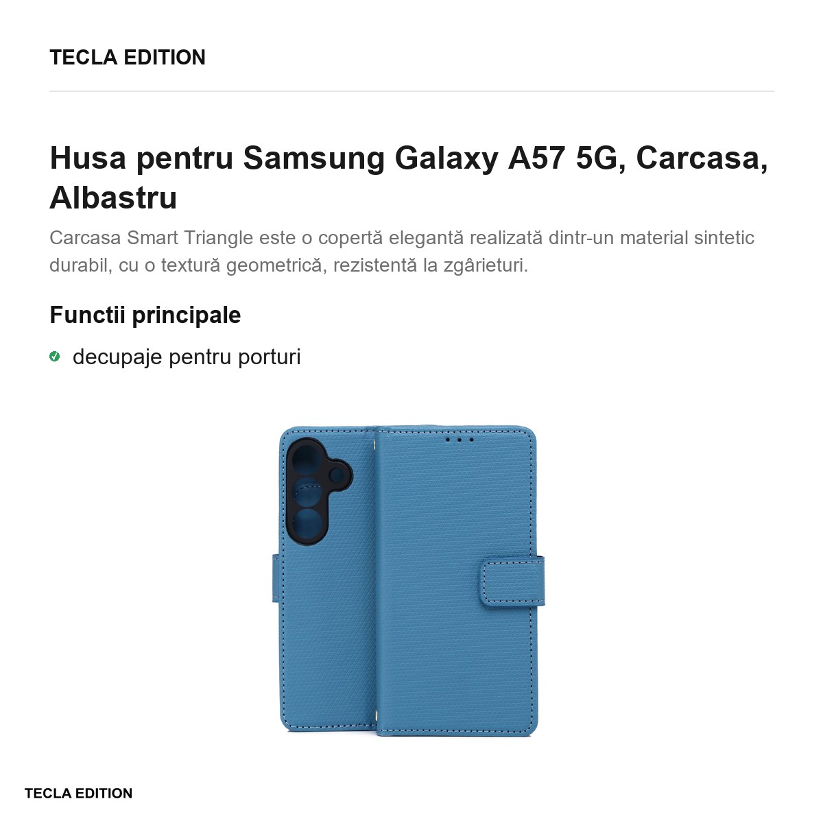 Husa Smart Triangle pentru Samsung Galaxy A57 5G, tip carte, Albastru [2]