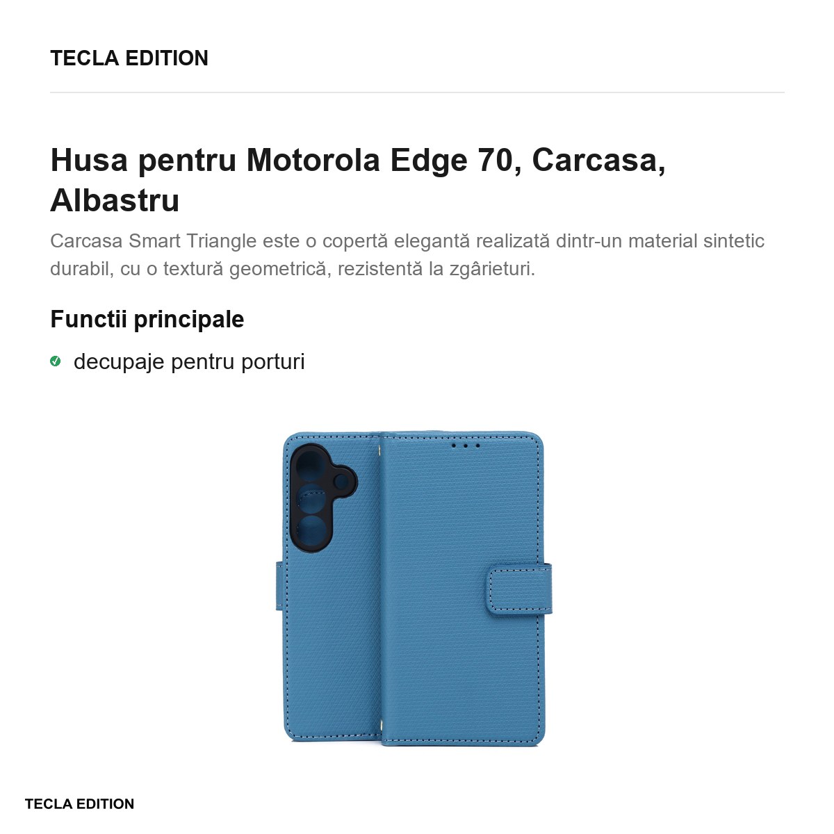 Husa Smart Triangle pentru Motorola Edge 70, tip carte, Albastru [2]