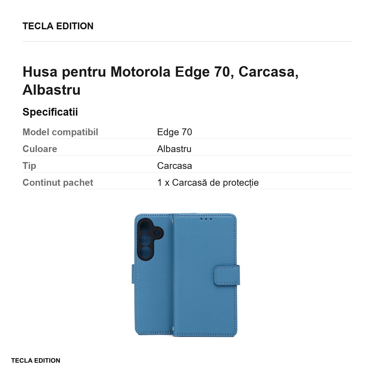 Husa Smart Triangle pentru Motorola Edge 70, tip carte, Albastru [3]
