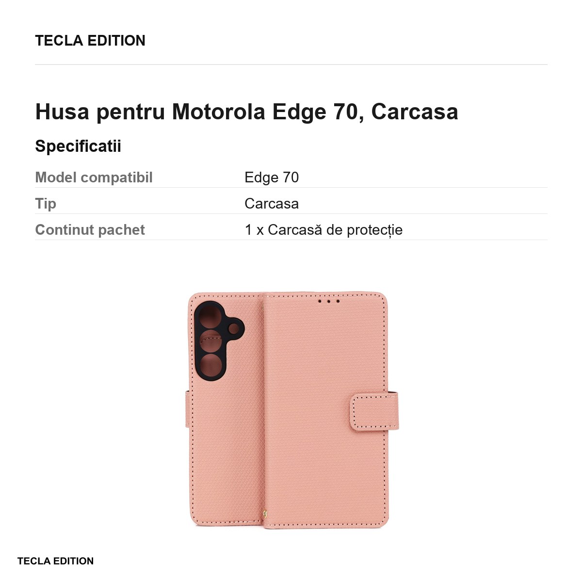 Husa Smart Triangle pentru Motorola Edge 70, tip carte, Roz [3]