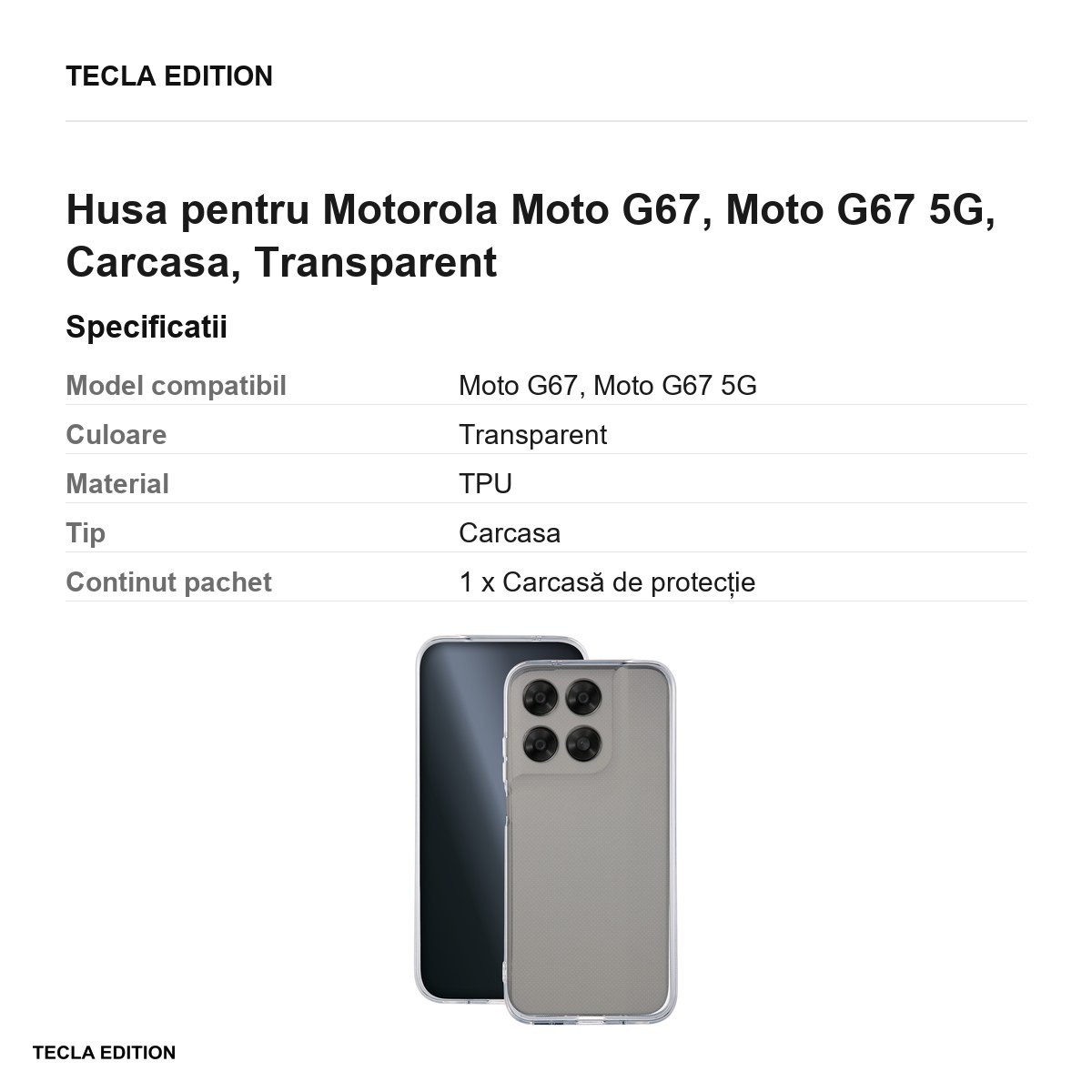 Husa Slim 1 mm pentru Motorola Moto G67, Moto G67 5G, Carcasa, Transparent [3]