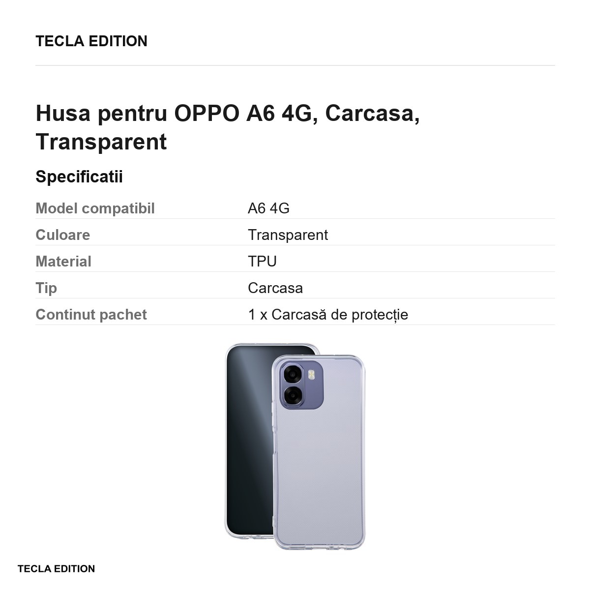 Husa Slim 1 mm pentru OPPO A6 4G, Carcasa, Transparent [3]