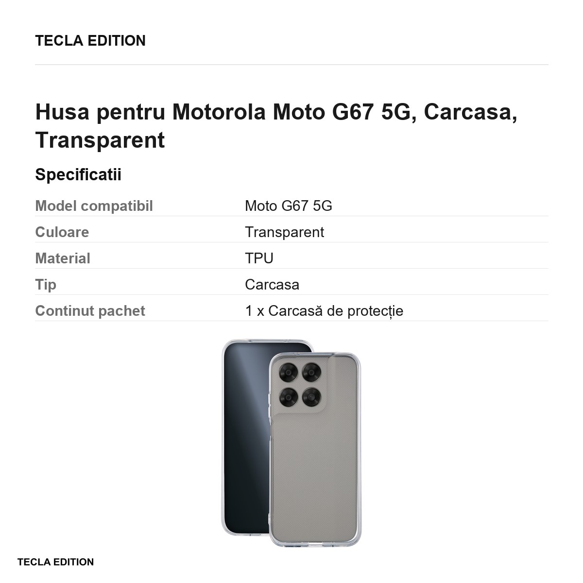 Husa Slim 2 mm pentru Motorola Moto G67 5G, Carcasa, Transparent [3]