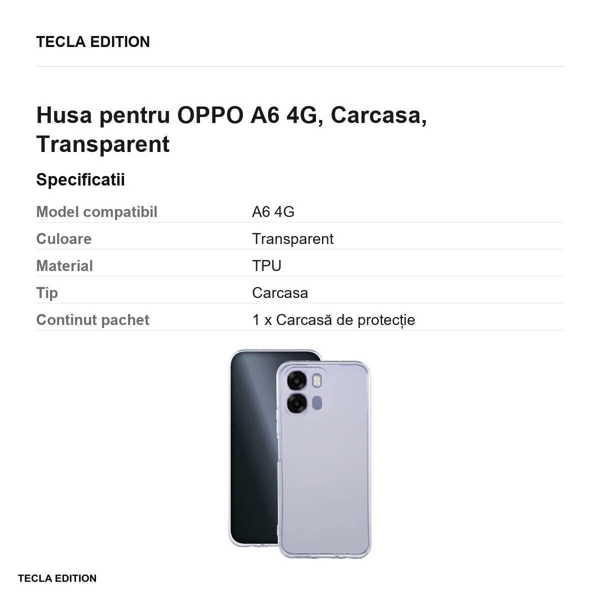 Husa Slim 2 mm pentru OPPO A6 4G, Carcasa, Transparent [3]