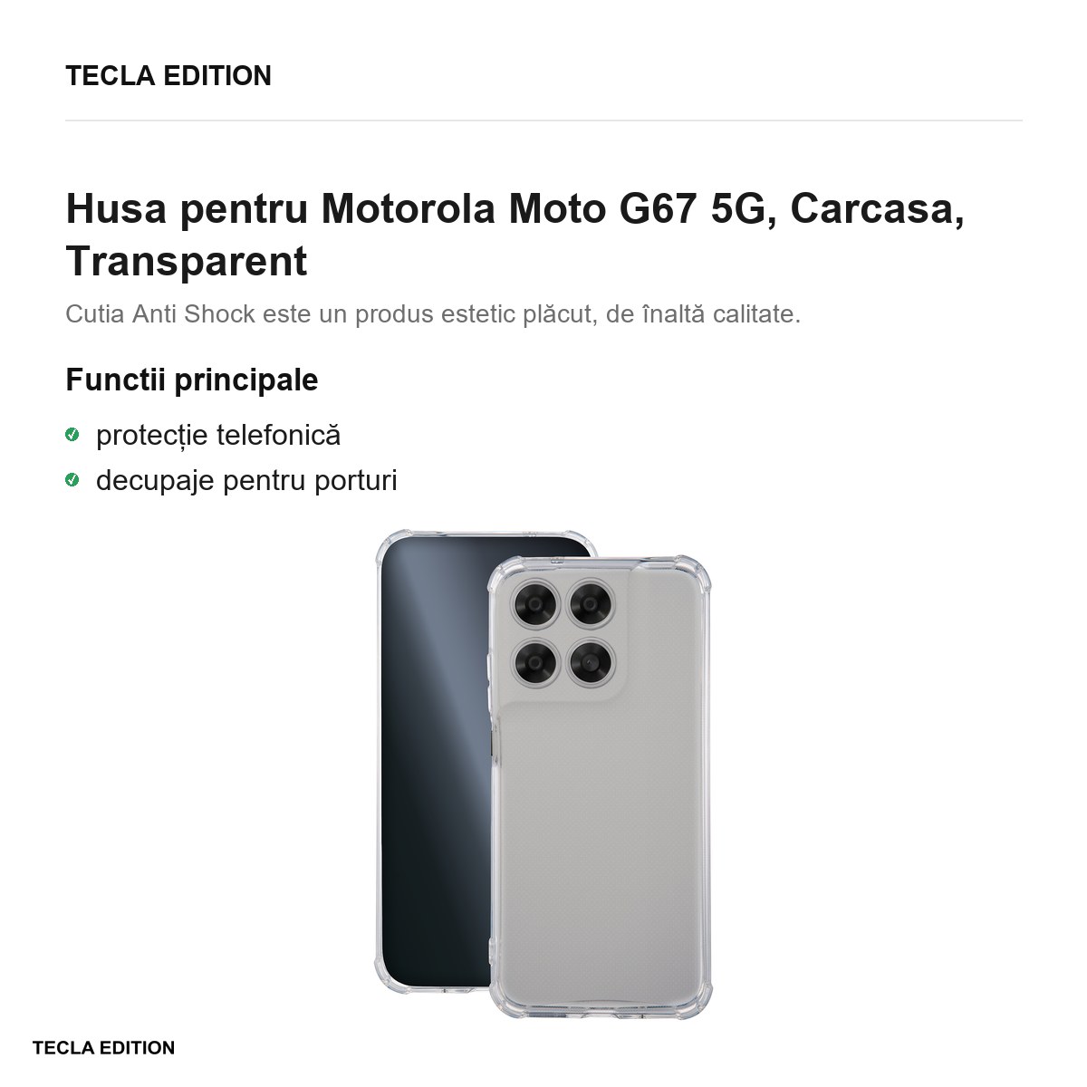 Husa Anti Shock 1,5 mm pentru Motorola Moto G67 5G, Carcasa, Transparent [2]