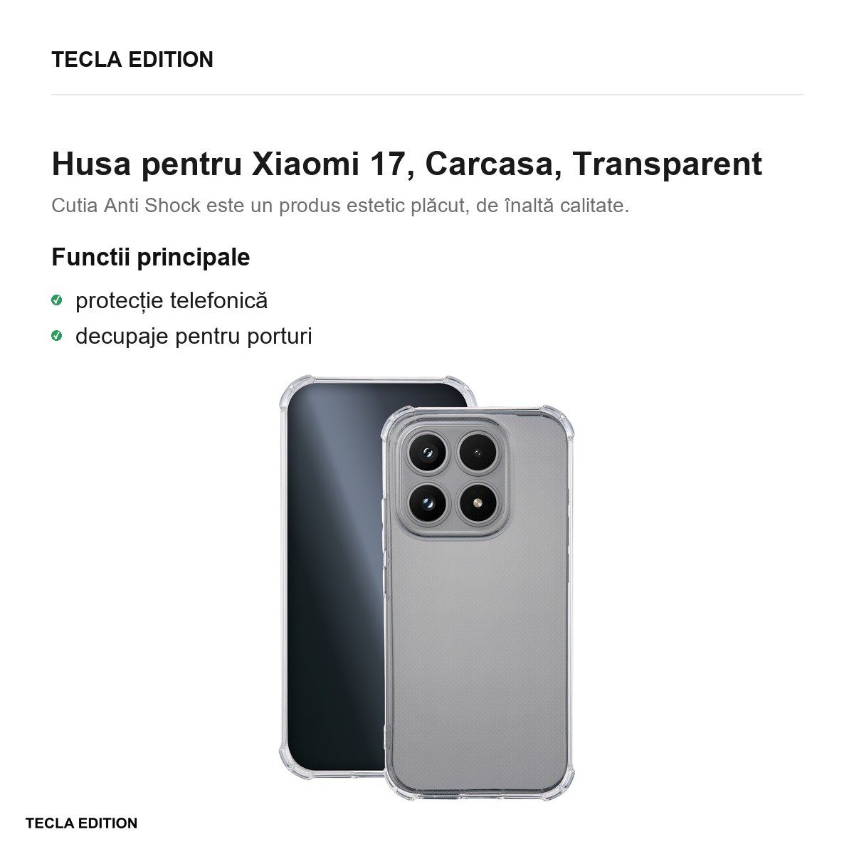 Husa Anti Shock 1,5 mm pentru Xiaomi 17, Carcasa, Transparent [2]